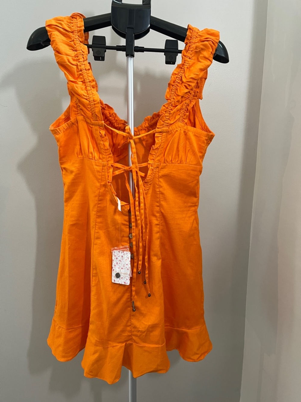 Free People Like a Lady Orange Ruffle Mini Dress - Size Medium - Picture 6 of 13
